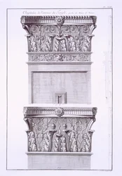 Capiteles del templo cerca de los Baños Romanos, Nimes, de Antiquites de la France: Vol I, Monuments de Nimes