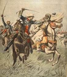Captura de Samory por el teniente Jacquin, ilustración de Le Petit Journal: Supplement illustre, 30 de octubre de 1898