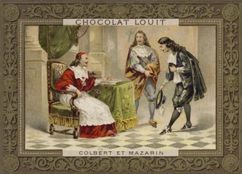 El cardenal Mazarino y Jean-Baptiste Colbert, estadistas franceses, siglo XVII