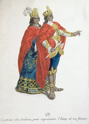Disfraces de Carnaval representando al rey y la reina Inca, finales del siglo XVIII