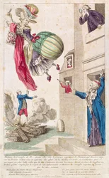 Caricatura ridiculizando la moda y el aerostato, c.1783-4