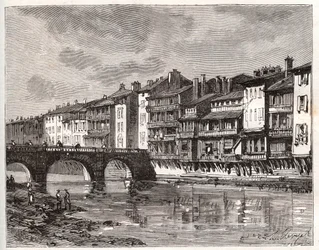 Castres - Languedoc-Rosellón-Mediodía-Pirineos - grabado en “La Francia ilustrada: geografía, historia, administración estadística” por V.-A. Malt-Brown. 1884