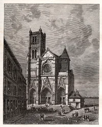 Catedral de San Esteban de Meaux - Sena y Marne - grabado en 