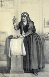 Catherine Théot - en "Galerie historique de la Revolution Française" por Albert Maurin, ed. París 1843