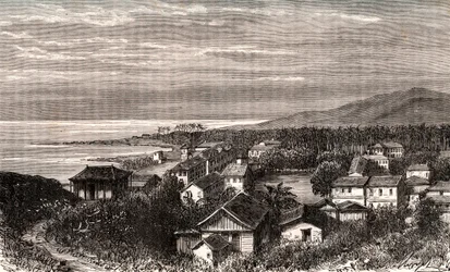 Cayena - Comuna en ultramar Guyana - grabado en “La France illustrée: geografía, historia, administración estadística” por V.A. Malt-Brown. 1884
