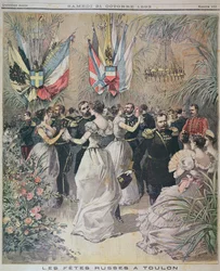 Celebraciones en honor a la visita de la flota rusa en Toulon, portada de Le Petit Journal, 21 de octubre de 1893