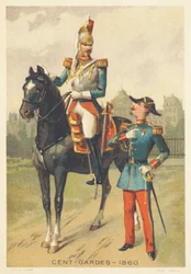 Centengudes en 1860 (Cuerpo de Caballería de Élite, carga de la guardia personal del Emperador Napoleón III, creado en 1854, disuelto en 1870)