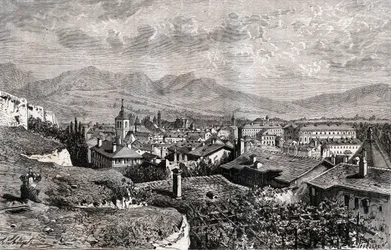 Chambery - Saboya - grabado en “La Francia ilustrada: geografía, historia, administración estadística” por V.A. Malt-Brown. 1884