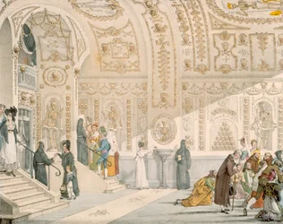 Capilla de los Muertos, grabado por Villain, pub. 1820 (grabado en color)