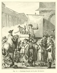 Charlatán francés en la plaza del Louvre