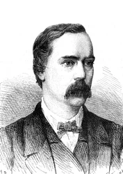 Charles BRIGHT (1832-1888), ingeniero inglés, instalación del cable telegráfico transatlántico. Grabado 1868