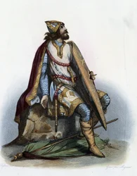 Carlos Martel (688-741) Duque de Austrasia- en "Le Plutarque français", por Mennechet, París
