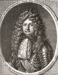 Charles de Sainte-Maure, duque de Montausier, 1610-1690. Soldado francés y gobernador del delfín, Luis el Gran Delfín. De Les Heures Libres, publicado en 1908.