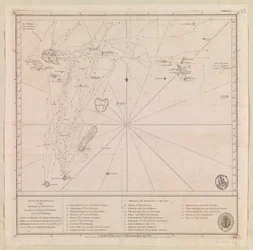 Carta del archipiélago al norte de Mauricio trazada en 1776 por el teniente de navío francés M le Victe Grenier [Incluye las Seychelles, el grupo de Mauricio de las Maldivas más meridional y el archipiélago de Chagos].