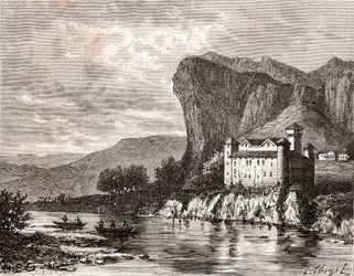 Chateau de la Caze en Lozere - grabado en “La France illustrée: geografía, historia, administración estadística” por V.A. Malt-Brown. 1884