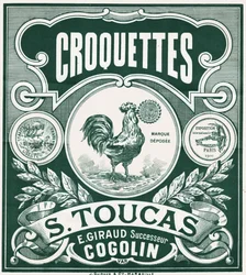 Croquetas de pollo. c.1900 (grabado)
