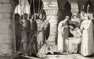 Childerico III (714-51) es destronado y confinado en un monasterio, de 