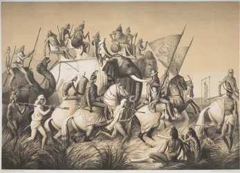 Chir Singh, maharajá de los sikhs con el rey de Punjab y su séquito de 