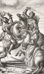 Caballería representada por figuras alegóricas, de 