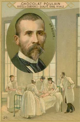 Tarjeta comercial de Chocolat Poulain, Pierre Paul Emile Roux