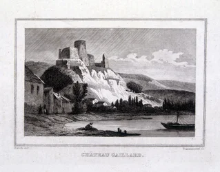 Château Gaillard visto desde el Sena - Grabado