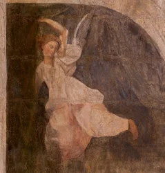Iglesia (Eglise Saint-Jean-Baptiste). Interior. Capilla Saint-Fursy. Pinturas murales. La glorificación de María (fresque dite de la bonne mort). Principios del siglo XVII