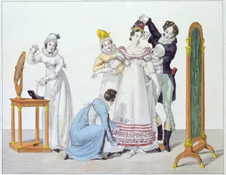 Cinq pour Une, lámina 3 de la serie Le Bon Genre, principios del siglo XIX