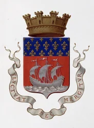 Escudo de armas de la ciudad de París: Imperio (Napoleón III) - Decisión prefectural del 24 de noviembre de 1853 - en "Armorial Nacional de Francia" de H. Traversier, París