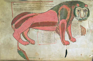 El León y el cerdo, del Liber Floridus de Lambert de Saint-Omer c.1120