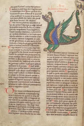 Texto con ilustración de un Dragón, del Liber Floridus de Lambert de Saint-Omer c.1120