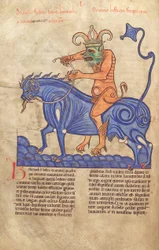 Satanás montando un Behemoth, del Liber Floridus de Lambert de Saint-Omer c.1120