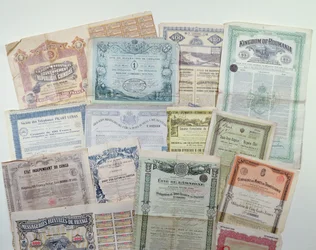 Colección de certificados de bonos, principios del siglo XX