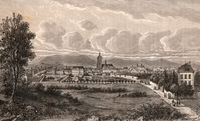 Colmar - Alto Rin, en Alsacia - grabado en “La France illustree: geographie, histoire, administration statistique” por V.A. Malt-Brown. 1884