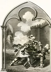 Combate del vizconde de Turenne y del caballero de Aumale (grabado)