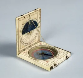 Brújula y reloj de sol, hecho en Dieppe