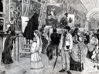 Copistas en la Gran Galería del Louvre, c.1880