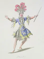 Diseño de vestuario para el Mago, en Dardanus, un libreto de Leclerc de Labruere, compuesto por Jean-Philippe Rameau (1683-1764) facsímil de A. Guillaumot Fils (grabado en color)