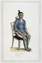 Traje de Groenlandia - en “Álbum de los viajes, los pueblos de la tierra” de Abbé Paul Jouhanneaud, Librería de Buenos Libros, Limoges