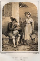 Trajes de Auvernia - El guía de Murol - Grabado en “Las veladas de mi tío recuerdos y relatos de viajes” por MORING MICHEL - Finales del siglo XIX
