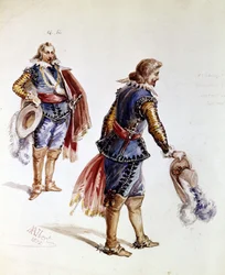 Vestuario para Ruy Blas de Victor Hugo. Dibujo de Albert de 1872. Maison Victor Hugo, París.