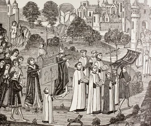 El Conde Renier llevando el cuerpo de Santa Verónica a la iglesia de St. Waudru en Mons, de 