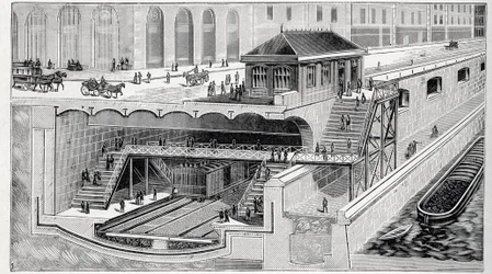 Corte de la estación Saint Michel en París en “La naturaleza” 1899