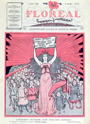 Portada de la revista Floreal celebrando el cuadragésimo aniversario de las Ecoles Laiques en Francia, 2 de julio de 1921
