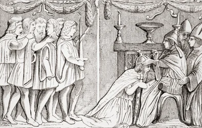 Coronación de Segismundo como Emperador del Sacro Imperio Romano por el Papa Eugenio IV en 1433, de "L