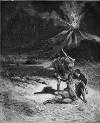Muerte de Gaius Plinius Secundus el Viejo. Plinio el Viejo (23-79), naturalista y escritor latino (Durante la erupción del Vesubio; en 79 odiaba correr allí para observar este fenómeno; pero, al acercarse demasiado al volcán, fue asfixiado por