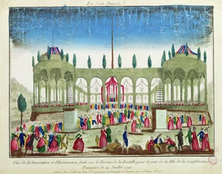 Decoración e iluminación de la Bastilla para la Fiesta de la Federación, 14 de julio de 1790