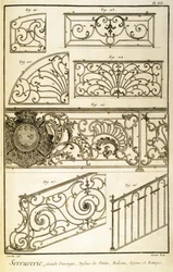 Hierro decorativo, de la Enciclopedia de Diderot, pub. 1771