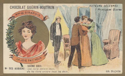 Delphine Gay esposa de Girardin (1804-1855), escritora y periodista francesa, autora de “La joie fait peur”, comedia en un acto y prosa (1855)