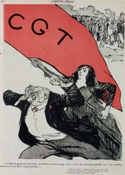 Manifestación y bandera de la CGT