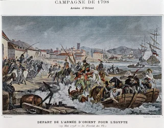 Salida del Ejército de Oriente hacia Egipto - en "Victorias y Conquistas de los Ejércitos Franceses", París, s.d.